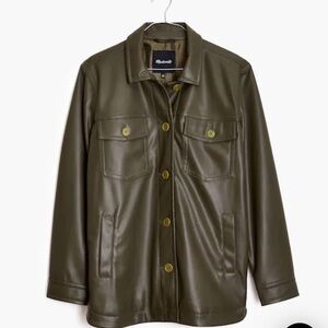 NWT Madewell Vegan Leather Chore Jacket Olive Size Large